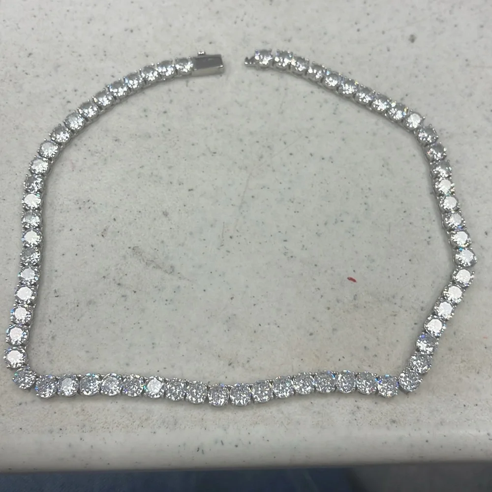 6mm round cubic zirconia tennis necklace 16”